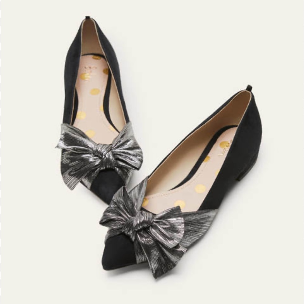 NWOB Boden Vanessa Bow Shoes size 39 black/gunmetal
